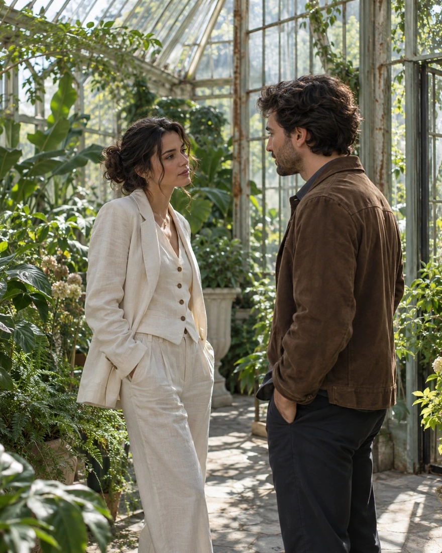 Foto original: um casal em uma estufa